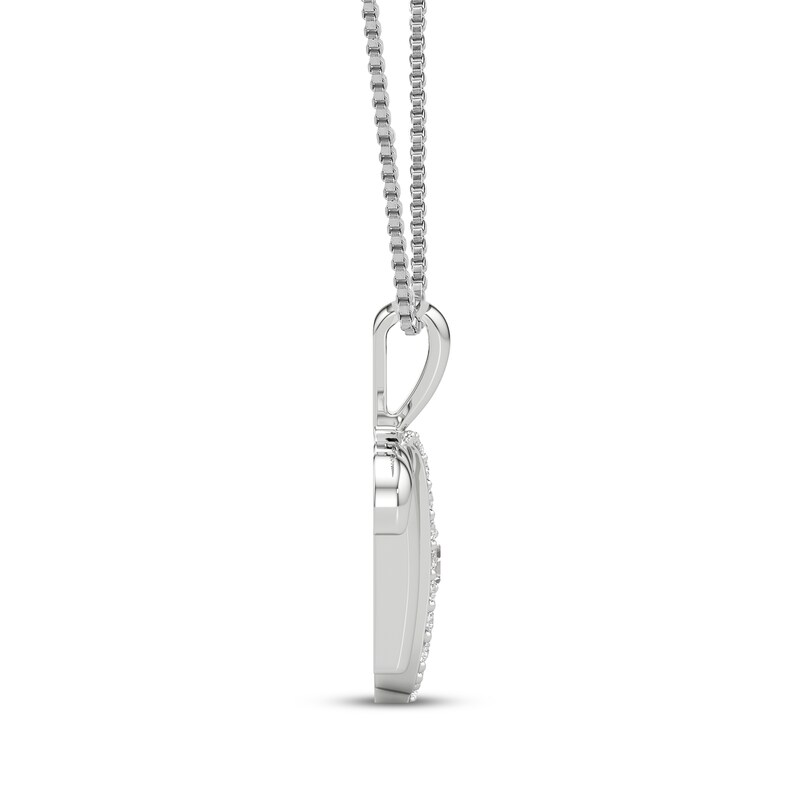 Main Image 2 of White Lab-Created Sapphire Scorpio Zodiac Symbol Necklace Sterling Silver & 10K Yellow Gold 18"