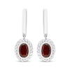 Thumbnail Image 2 of Oval-Cut Garnet Solitaire Twist Frame Dangle Hoop Earrings Sterling Silver