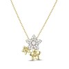 Thumbnail Image 1 of Diamond Flower Trio Necklace 1/4 ct tw 10K Yellow Gold 18"