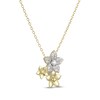 Thumbnail Image 2 of Diamond Flower Trio Necklace 1/4 ct tw 10K Yellow Gold 18"