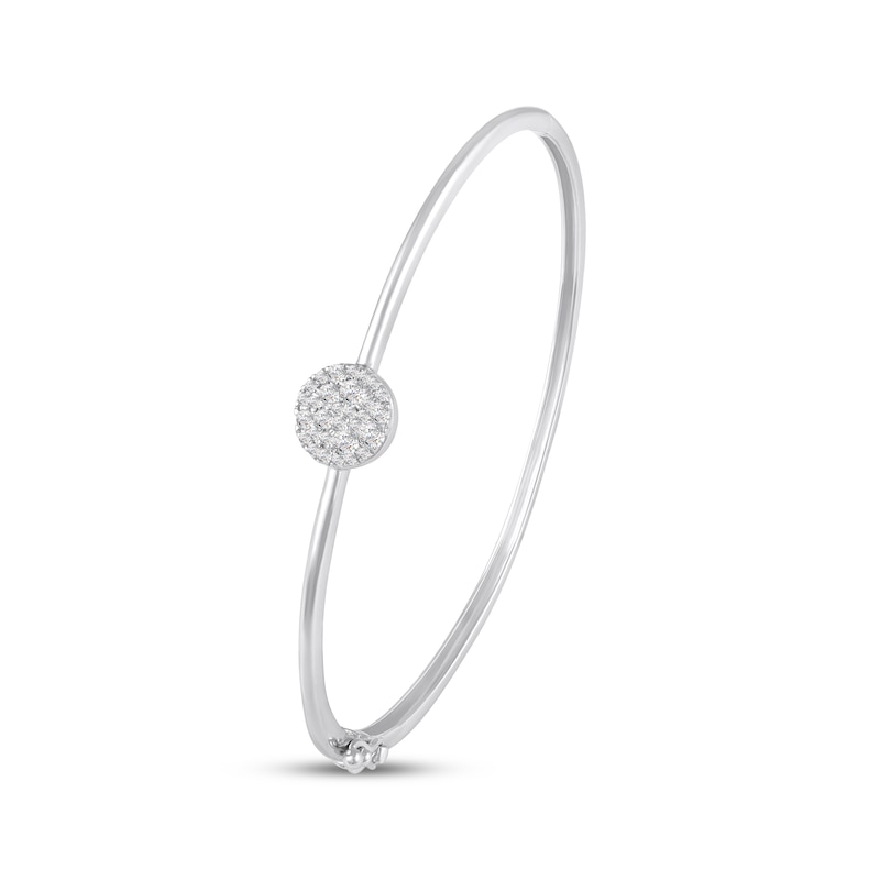 Main Image 2 of STUDIO BY KAY White Lab-Created Sapphire Pavé-Set Circle Bangle Bracelet Sterling Silver 7"