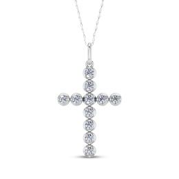Lab-Grown Diamond Cross Necklace 1/2 ct tw 10K White Gold 18"