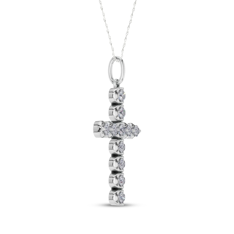 Main Image 2 of Lab-Grown Diamond Cross Necklace 1/2 ct tw 10K White Gold 18"