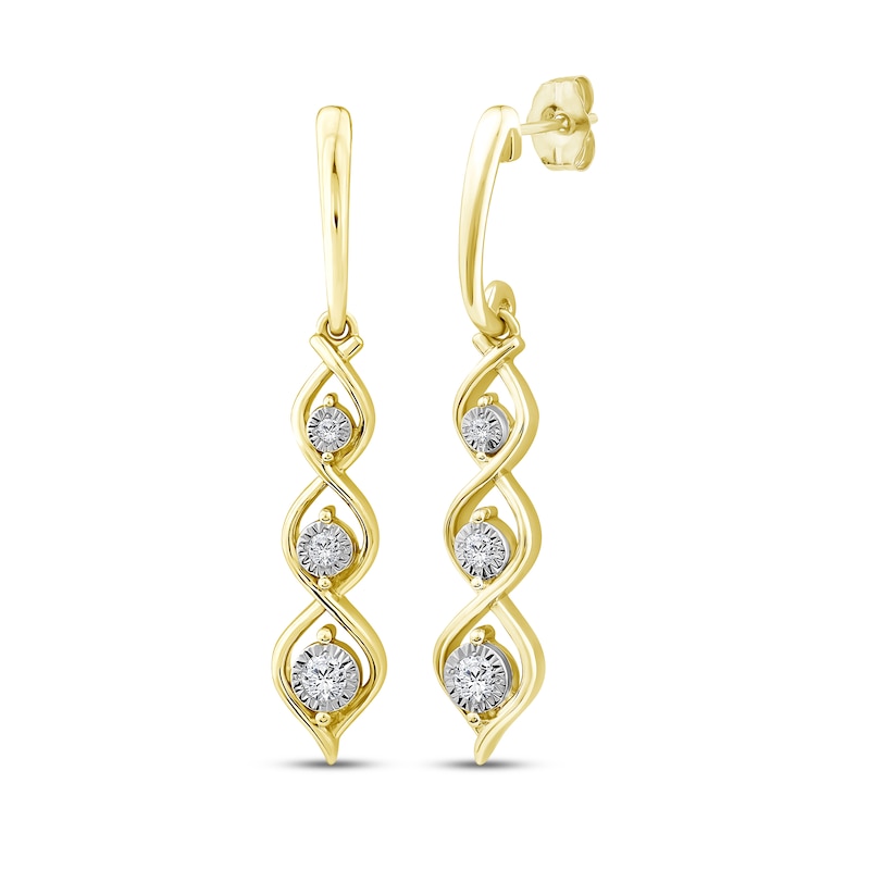 Main Image 1 of Memories Moments Magic Diamond Twist Earrings 1/5 ct tw 10K Yellow Gold