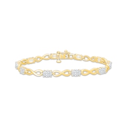 STUDIO BY KAY Oval-Cut White Lab-Created Sapphire Infinity Bracelet 24K Yellow Gold Vermeil Sterling Silver 7"