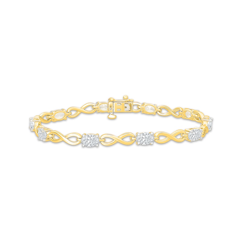 Main Image 1 of Oval-Cut White Lab-Created Sapphire Infinity Bracelet 24K Yellow Gold Vermeil Sterling Silver 7"