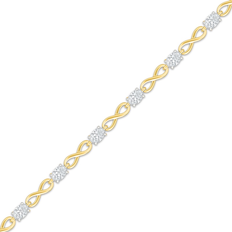 Main Image 2 of Oval-Cut White Lab-Created Sapphire Infinity Bracelet 24K Yellow Gold Vermeil Sterling Silver 7"