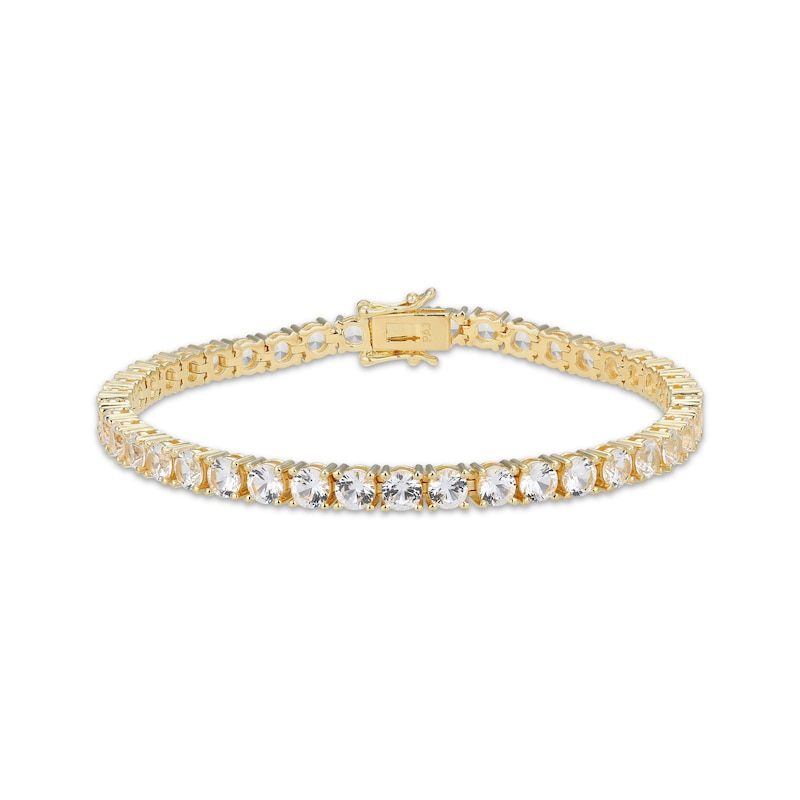 Main Image 1 of White Lab-Created Sapphire Tennis Bracelet 24K Yellow Gold Vermeil Sterling Silver 7.25"