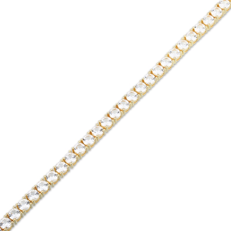 Main Image 2 of White Lab-Created Sapphire Tennis Bracelet 24K Yellow Gold Vermeil Sterling Silver 7.25"