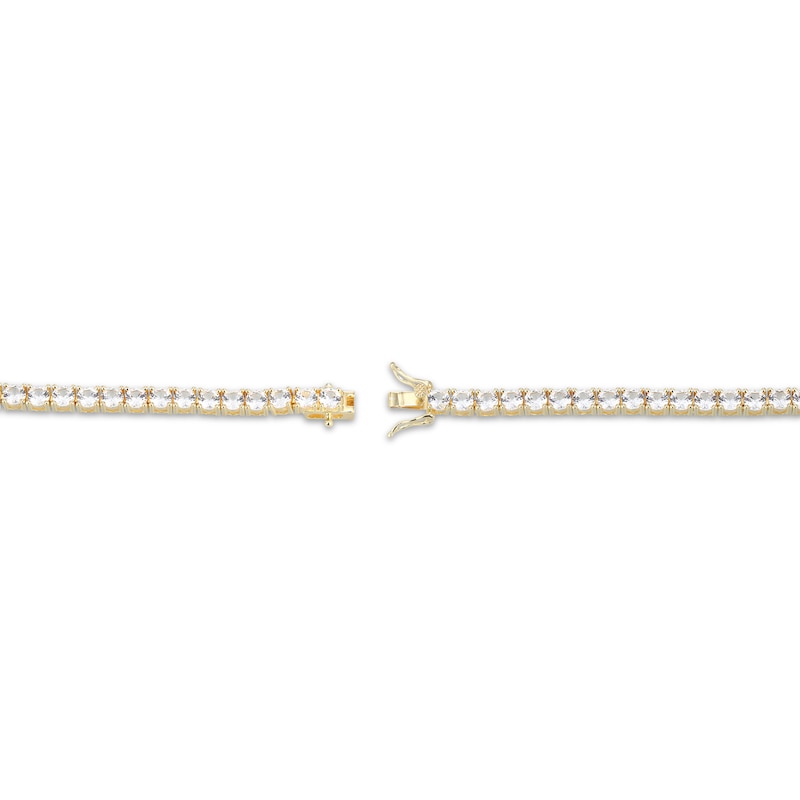 Main Image 3 of White Lab-Created Sapphire Tennis Bracelet 24K Yellow Gold Vermeil Sterling Silver 7.25"