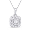 Thumbnail Image 1 of Baguette & Round-Cut Multi-Diamond Necklace 1/3 ct tw 10K White Gold 18"
