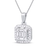 Thumbnail Image 2 of Baguette & Round-Cut Multi-Diamond Necklace 1/3 ct tw 10K White Gold 18"