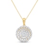 Thumbnail Image 1 of Multi-Diamond Halo Circle Necklace 1/2 ct tw 14K Yellow Gold 18"
