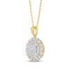 Thumbnail Image 2 of Multi-Diamond Halo Circle Necklace 1/2 ct tw 14K Yellow Gold 18"