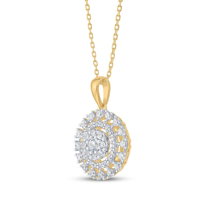 Main Image 2 of Multi-Diamond Halo Circle Necklace 1/2 ct tw 14K Yellow Gold 18"