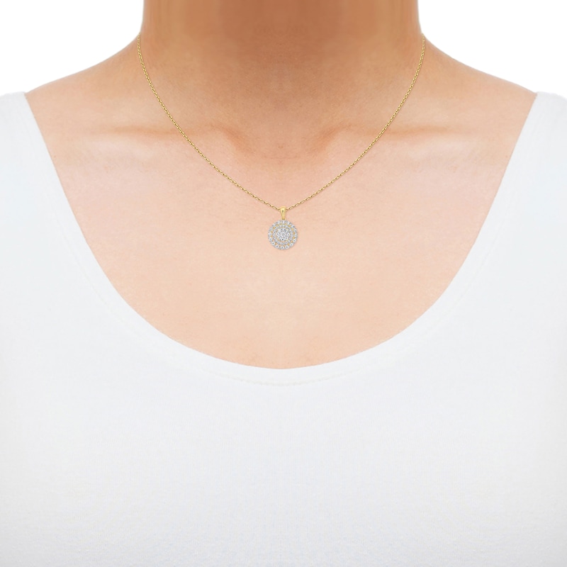 Main Image 4 of Multi-Diamond Halo Circle Necklace 1/2 ct tw 14K Yellow Gold 18"