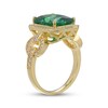 Thumbnail Image 2 of Emerald-Cut Lab-Created Emerald & White Lab-Created Sapphire Ring 24K Yellow Gold Vermeil Sterling Silver