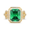 Thumbnail Image 3 of Emerald-Cut Lab-Created Emerald & White Lab-Created Sapphire Ring 24K Yellow Gold Vermeil Sterling Silver