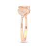 Thumbnail Image 2 of Cushion-Cut Morganite & Diamond Halo Ring 1/5 ct tw 10K Rose Gold
