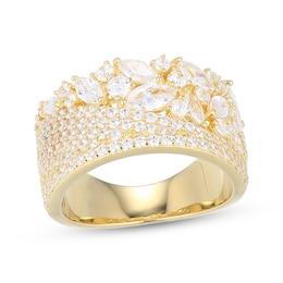 Marquise & Round-Cut White Lab-Created Sapphire Ring 24K Yellow Gold Vermeil Sterling Silver