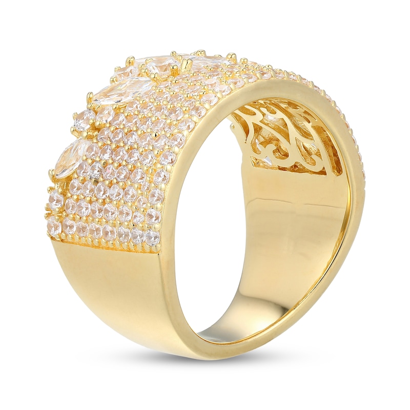Main Image 2 of Marquise & Round-Cut White Lab-Created Sapphire Ring 24K Yellow Gold Vermeil Sterling Silver