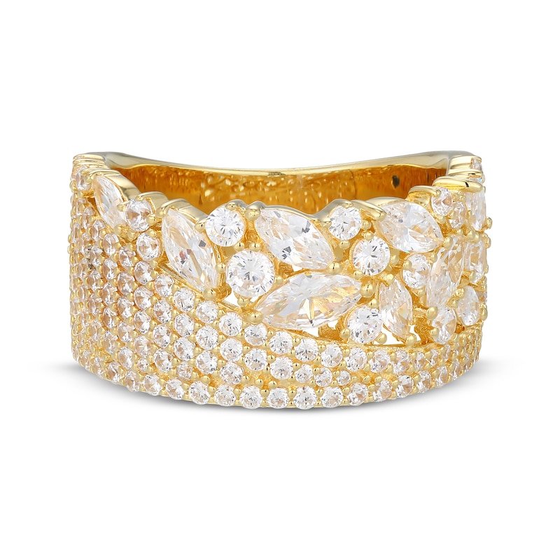Main Image 3 of Marquise & Round-Cut White Lab-Created Sapphire Ring 24K Yellow Gold Vermeil Sterling Silver