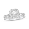 Thumbnail Image 1 of Adore Round-Cut Diamond Cushion Halo Bridal Set 3/4 ct tw 14K White Gold