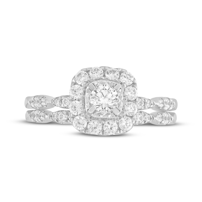 Main Image 3 of Adore Round-Cut Diamond Cushion Halo Bridal Set 3/4 ct tw 14K White Gold