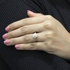 Thumbnail Image 3 of Cultured Pearl & White Lab-Created Sapphire Halo Ring 10K Yellow Gold