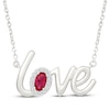 Thumbnail Image 1 of Oval-Cut Lab-Created Ruby & White Lab-Created Sapphire "Love" Necklace Sterling Silver 18"