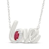 Thumbnail Image 2 of Oval-Cut Lab-Created Ruby & White Lab-Created Sapphire "Love" Necklace Sterling Silver 18"