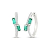 Thumbnail Image 1 of Baguette-Cut Lab-Created Emerald & White Lab-Created Sapphire Bypass Earrings Sterling Silver