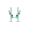 Thumbnail Image 2 of Baguette-Cut Lab-Created Emerald & White Lab-Created Sapphire Bypass Earrings Sterling Silver
