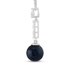 Thumbnail Image 2 of Black Cultured Pearl & White Lab-Created Sapphire Drop Necklace Sterling Silver 18"