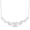 Thumbnail Image 1 of Multi-Diamond Cluster Curved Bar Necklace 1/2 ct tw Sterling Silver 18"
