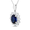 Thumbnail Image 2 of KAY Lab-Grown Diamonds Oval-Cut Blue Lab-Created Sapphire Halo Necklace 3/4 ct tw 10K White Gold 18"