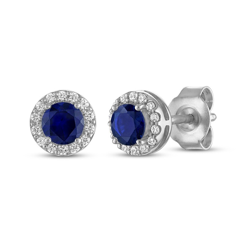 Main Image 2 of KAY Lab-Grown Diamonds Blue Lab-Created Sapphire Halo Gift Set Sterling Silver