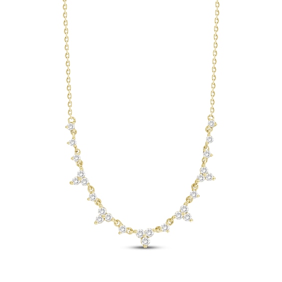 Diamond Scatter Necklace 1/2 ct tw 10K Yellow Gold 18"