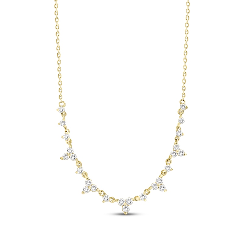 Main Image 1 of Diamond Scatter Necklace 1/2 ct tw 10K Yellow Gold 18"