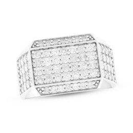 Men's Multi-Diamond Rectangle Fashion Ring 1-3/4 ct tw Sterling Silver