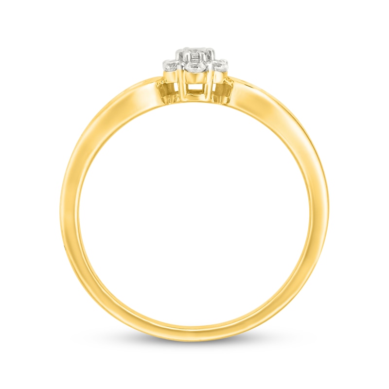 Main Image 3 of Multi-Diamond Flower Promise Ring 1/5 ct tw 10K Yellow Gold