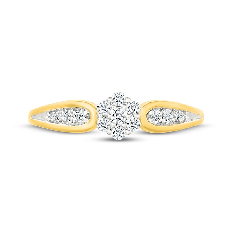 Main Image 4 of Multi-Diamond Flower Promise Ring 1/5 ct tw 10K Yellow Gold