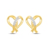 Thumbnail Image 2 of Diamond-Accent Ribbon Heart Stud Earrings 10K Yellow Gold
