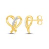 Thumbnail Image 3 of Diamond-Accent Ribbon Heart Stud Earrings 10K Yellow Gold