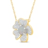 Thumbnail Image 2 of Lab-Created Opal & White Lab-Created Sapphire Flower Necklace 24K Yellow Gold Vermeil Sterling Silver 18"