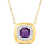 Thumbnail Image 1 of Cushion-Cut Amethyst & White Lab-Created Sapphire Frame Necklace 24K Yellow Gold Vermeil Sterling Silver 18"