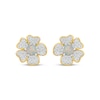Thumbnail Image 2 of Lab-Created Opal & White Lab-Created Sapphire Flower Stud Earrings 24K Yellow Gold Vermeil Sterling Silver
