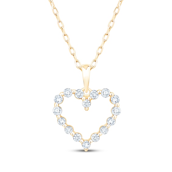 KAY Lab-Grown Diamonds Heart Outline Necklace 1/4 ct tw 10K Yellow Gold 18"