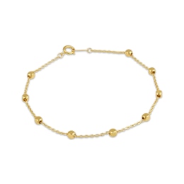 Bead Station Bracelet Hollow 10K Yellow Gold 7"