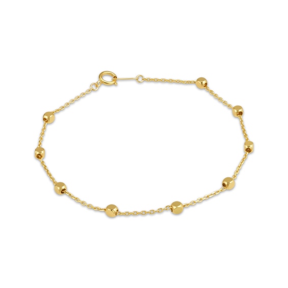Bead Station Bracelet Hollow 10K Yellow Gold 7"